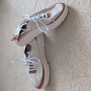 Women's Super Soft Beige and Brown Lace-Up Sneakers
